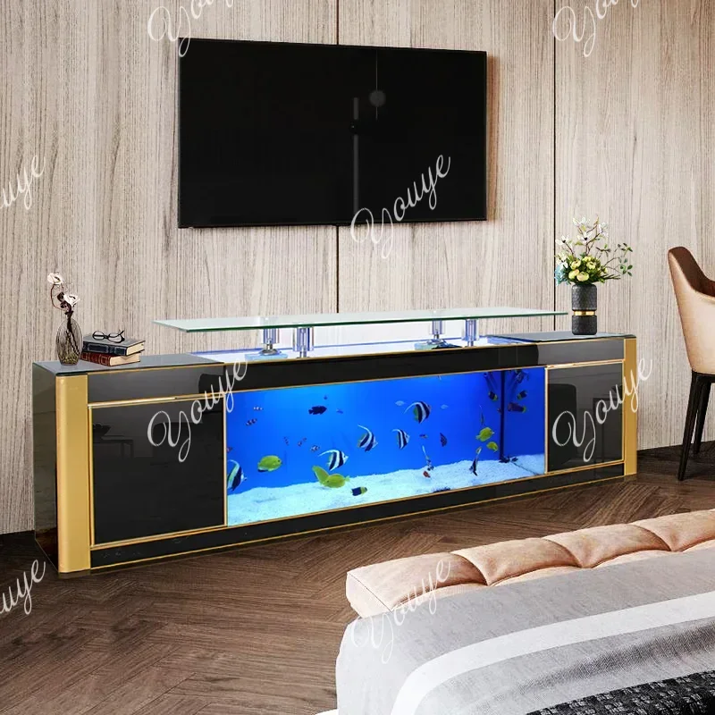 Aquarium Fish Big - 特注大型ガラス製クリア高級水槽、家庭用大型魚水槽、テレビキャビネット用金魚水槽、造園カスタマイズ