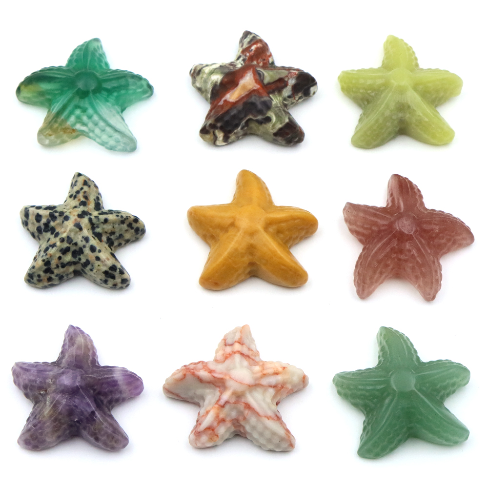 Aquarium Fishes - 35 ミリメートルヒトデの形の像海洋動物天然石ヒーリングクリスタル彫刻工芸品魚水族館家の装飾新年ギフト
