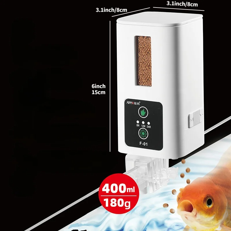 Aquarium Fish Big - 大容量自動魚、水族館、インテリジェントタイミング、タートル、フィーダーフィーダー、400ml