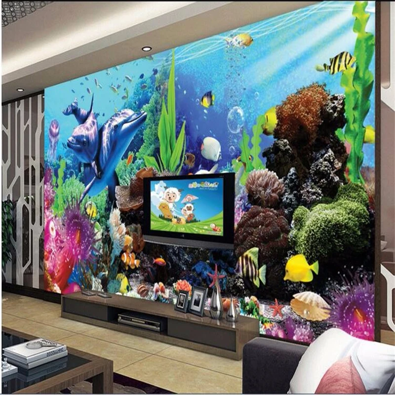 beibehang カスタムテレオ熱帯魚水槽写真 3d 壁壁 - Aquarium Fish Live Wallpaper のレビューと価格