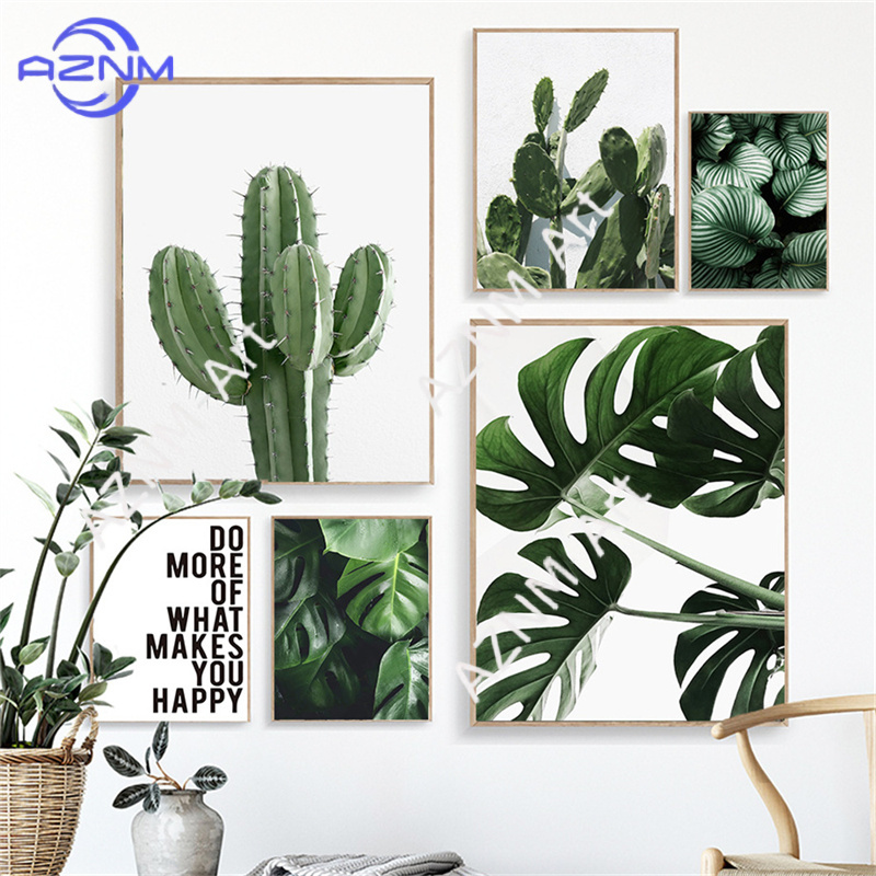 緑の植物の絵画モンステラポスター壁アートキャンバス画像北欧葉 - Live Plant Fertilizer のレビューと価格