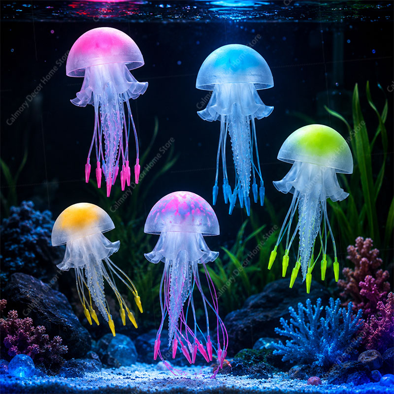 創造的な模擬浮遊蛍光発光効果クラゲ水槽装飾魚タンク水中装飾品 - Aquarium Fish Guppy のレビューと価格