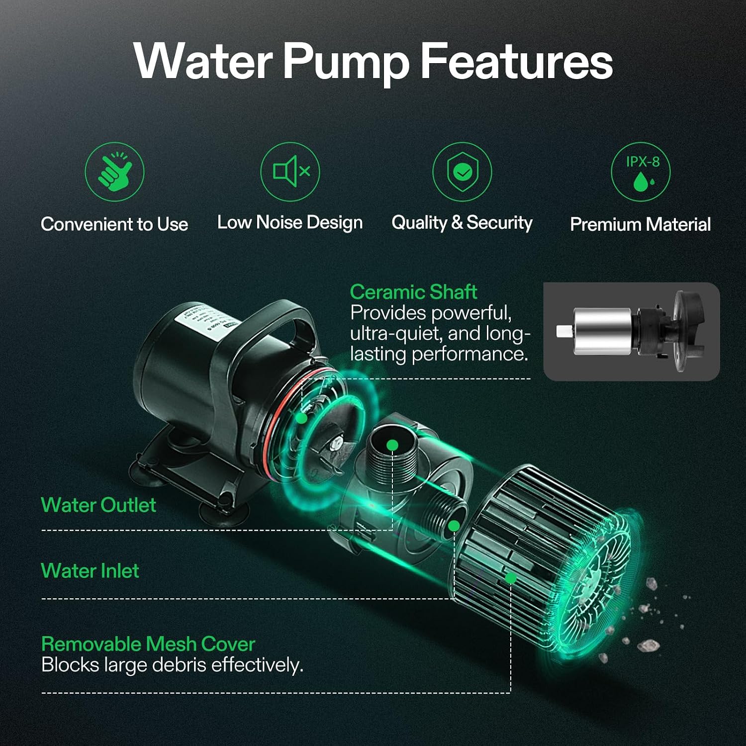 池、滝、水景装飾、水耕栽培用1600GPH水中ポンプ |   - Aquarium Fishes のレビューと価格